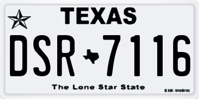 TX license plate DSR7116