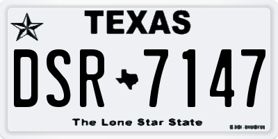 TX license plate DSR7147
