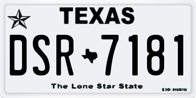 TX license plate DSR7181
