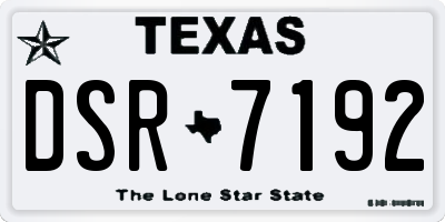 TX license plate DSR7192