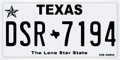 TX license plate DSR7194