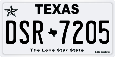 TX license plate DSR7205