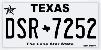 TX license plate DSR7252