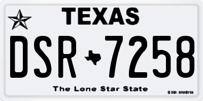 TX license plate DSR7258