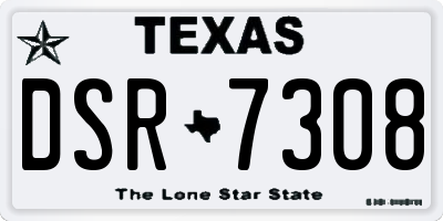 TX license plate DSR7308