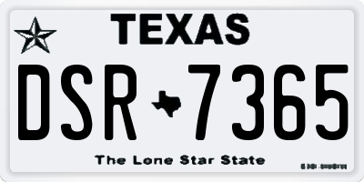 TX license plate DSR7365