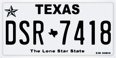 TX license plate DSR7418