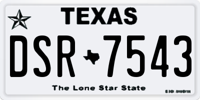 TX license plate DSR7543
