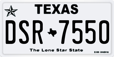 TX license plate DSR7550