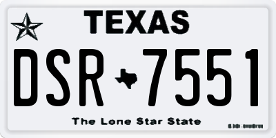 TX license plate DSR7551