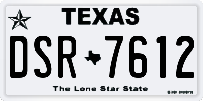 TX license plate DSR7612