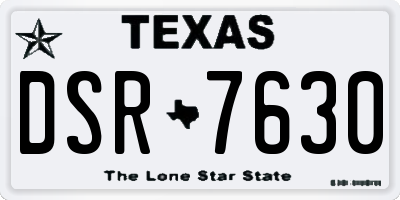 TX license plate DSR7630