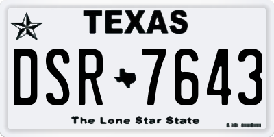 TX license plate DSR7643