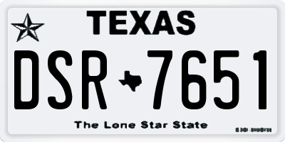 TX license plate DSR7651