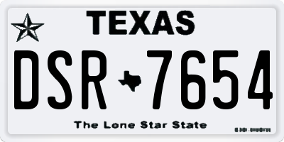 TX license plate DSR7654