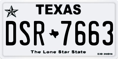 TX license plate DSR7663