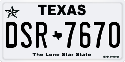 TX license plate DSR7670