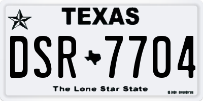 TX license plate DSR7704