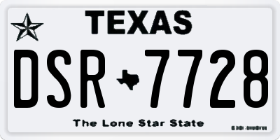 TX license plate DSR7728