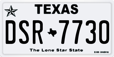 TX license plate DSR7730