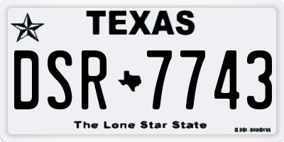 TX license plate DSR7743