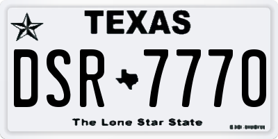 TX license plate DSR7770