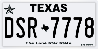 TX license plate DSR7778