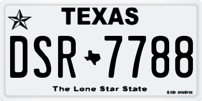 TX license plate DSR7788
