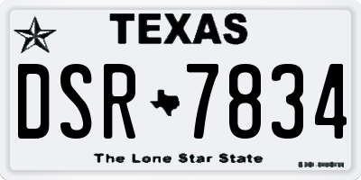TX license plate DSR7834