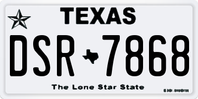 TX license plate DSR7868