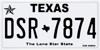 TX license plate DSR7874