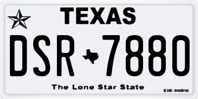 TX license plate DSR7880