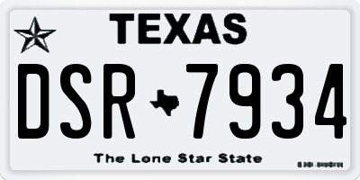 TX license plate DSR7934