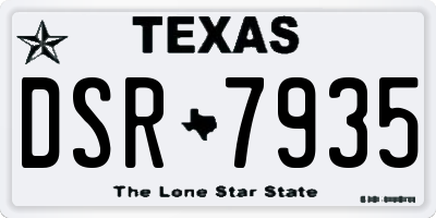 TX license plate DSR7935