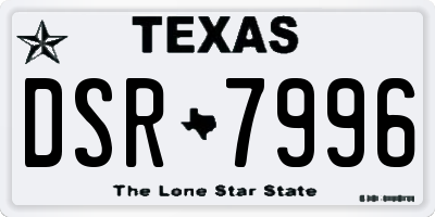 TX license plate DSR7996