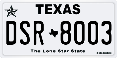 TX license plate DSR8003