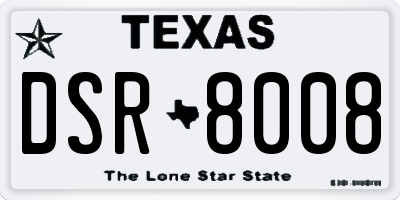 TX license plate DSR8008