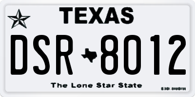 TX license plate DSR8012