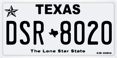 TX license plate DSR8020