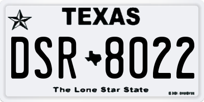 TX license plate DSR8022