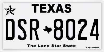 TX license plate DSR8024