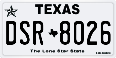 TX license plate DSR8026