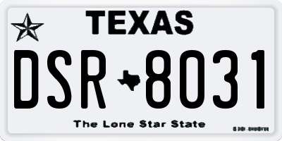 TX license plate DSR8031