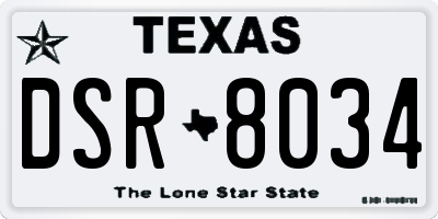 TX license plate DSR8034