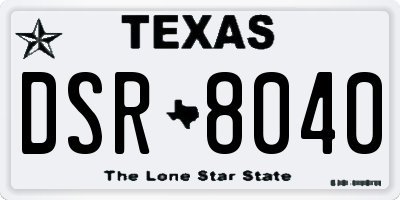 TX license plate DSR8040