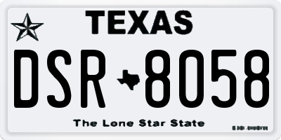 TX license plate DSR8058