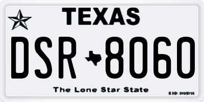 TX license plate DSR8060