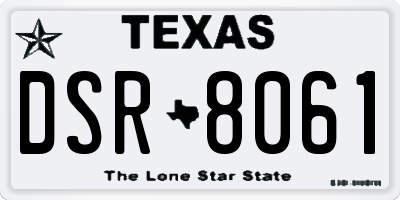 TX license plate DSR8061