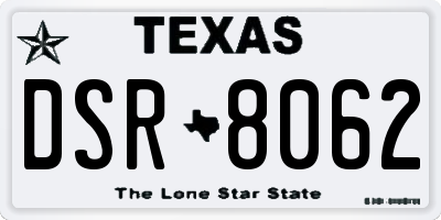 TX license plate DSR8062