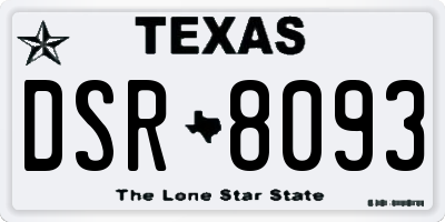 TX license plate DSR8093